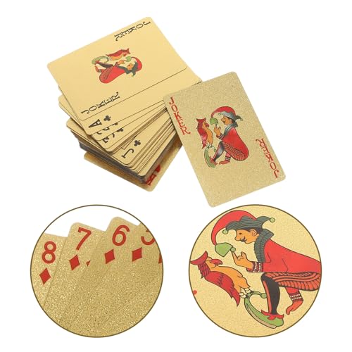 BESPORTBLE Goldene Pokerkarten aus PET und Langlebig Luxus Spielkarten für Party und Familie Tragbares Pokerkarten Satz – Bild 4