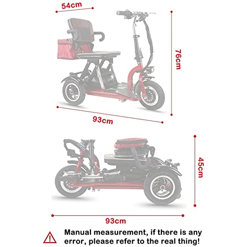 Electric 3-Wheel Mobility Scooter, Foldable Tricycles Lightweight Elderly Disabled Outdoor Travel Seniors Power Wheelchair Mobile Scooters (48V8Ah/30Km) #TOP3
