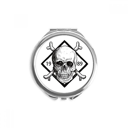 Miroir rond squelette pirate cadeau original 1989 miroir de maquillage de poche portable