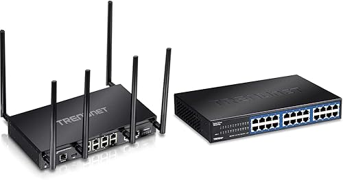 TRENDnet AC3000 Router inalámbrico Gigabit Dual-WAN VPN SMB, negro, TEW-829DRU y conmutador de escritorio Gigabit GREENnet no administrado de 24
