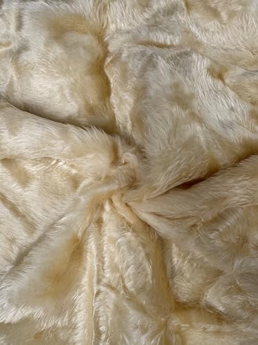 Tissu fausse fourrure caramel crème beige au mètre 150x100cm couture - 2