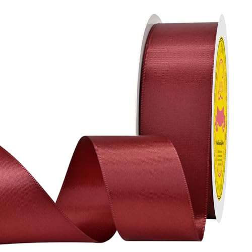 Image of Double Face Sherry Satin Ribbon 1-1 /2 inch X 50 Yards Polyester Sherry Ribbon for Gift Wrapping Very Suitable for Weddings Party Hair Bow Invitation Decorations and More