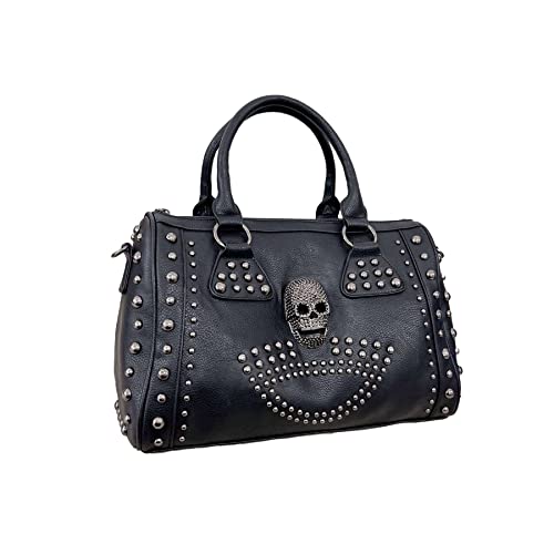Ro Rox Rogue Large Studded Skull Gothic Faux Leather Duffle Bag2