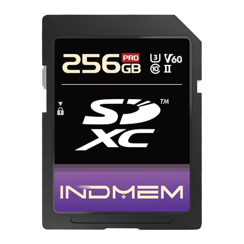 INDMEM 256GB SD�J�[�h�AUHS-II V60 U3 SDXC�������[�J�[�h�B