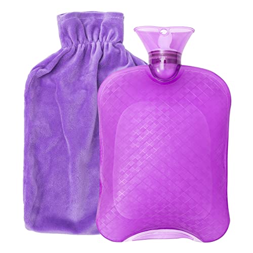 Hot Water Bottle with Cover, 2L Hot Water Bag for Pain Relief, PVC Hand