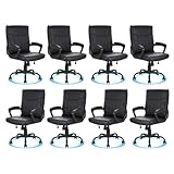 CLATINA Leather Office Executive Chair with Lumbar Support and Padded Armrestes, Swivel Rolling Ergonomic Mid Back Computer Task Desk Chair for Home, Conference, Waiting Room, Black, 8 Pack