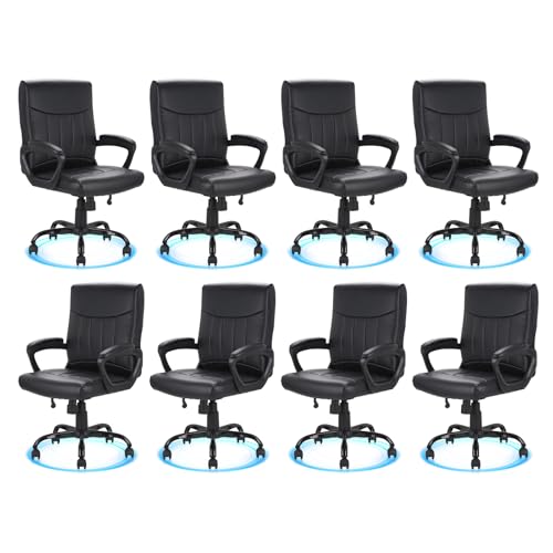 CLATINA Leather Office Executive Chair with Lumbar Support and Padded Armrestes, Swivel Rolling Ergonomic Mid Back Computer Task Desk Chair for Home, Conference, Waiting Room, Black, 8 Pack