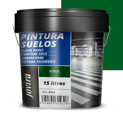 JOVIRA PINTURAS Pintura Suelos, Garajes y Pavimentos Deportivos en general, acabado Mate. Protege y decora las superficies de hormigón, cemento y asfalto. (15 Litros, Verde) A-16B