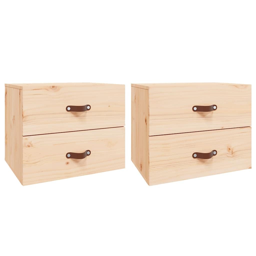 Comodini sospesi da parete, 2 pezzi, comodini sospesi in legno di pino massiccio non trattato, consolle con spazio per camera da letto, mensola da parete, 50 x 36 x 40 cm