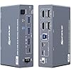 KVM Switch 2 Monitors 1 Desktop and 1 Laptop 4K@60Hz, 7-in-1 Dual Monitor KVM Switch Docking Station, Expand 2 HDMI Displays,4xUSB 3.0,PD 80W, Wired Remote and USB-C Cable Included