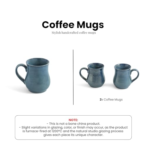 Image of ExclusiveLane 'Belly Pot' Ceramic Coffee Mugs Set of 2 (Set of 2, 300 ml, in Gift Box, Microwave Safe, Hand Glazed) | Ceramic Coffee Mug Coffee Cup Set of 2 Tea Mugs Set Tea Cups Ceramic Mugs