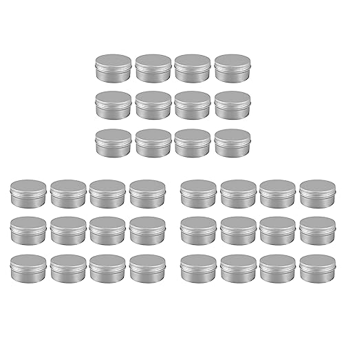 Mocturnity 36 Paquetes de 80 Ml Contenedores de Latas Té Caja de Aluminio Caja de Almacenamiento de Metal Bálsamo Labial Redondo Contenedores de Frasco con Tapón de Rosca para El Labio