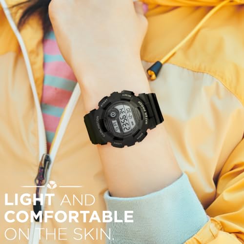 Image of Carlington Kids Digital Watch for Boys and Girls Age 3 to 14 Years Multicoloured Band with Alarm and Date Display - 9121