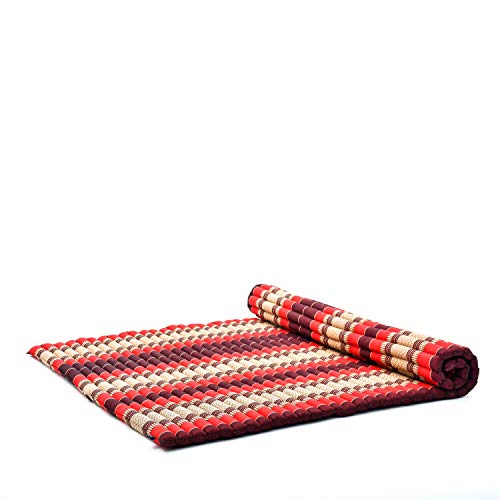 Leewadee Roll-Up Thaise matras Guest Bed Yoga Vloer Mat Thaise Massage Pad XXL Queensize Milieuvriendelijk Organisch En Natuurlijk, 200x150x5 cm, Kapok