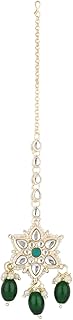 i jewels Gold Plated Traditional Kundan & Pearl Head Piece Designer Jewelry Hair Accessory Maang Tikka For Women-picture-38
