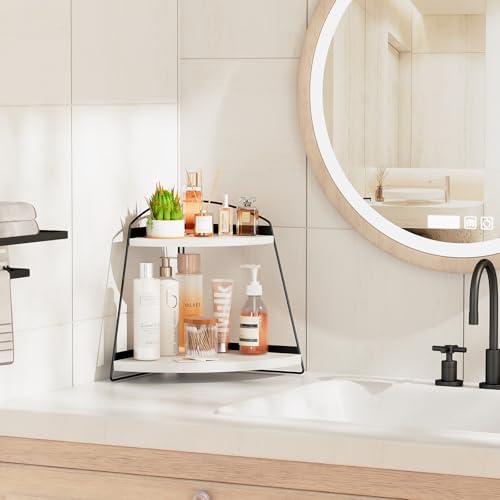 Rangement de maquillage d'angle blanc Puricon lot de 2