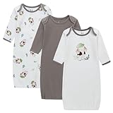 Baby Newborn Gown, 3 Packs Baby Sleeping Bag, Long Sleeve Sleep Sack, Cotton Cloths for Newborn Boys Girls 0-12 Months