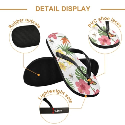 Burbuja Tropic Flowers Flip Flops for Women Men, Soft Thong Sandals Rubber Slippers for Pool Beach Essentials3