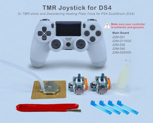 Image of ElecGear 2x TMR Joystick and Desoldering Heating Plate Replacement for PS4 Controller, TMR Hall Control Stick and Soldering Wick Repair Tools - (TMR-DS4)