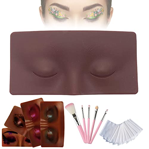 Planche d'entraînement de maquillage : aide parfaite pour pratiquer le maquillage, mannequin en silicone pour le maquillage, pour esthéticienne débutante, cosmétologue (noir) Cover