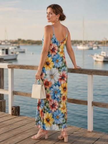 Image of SUZONANA Women Plus Size Summer Maxi Dress Spaghetti Strap Loose Sundress
