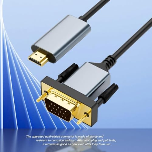 Image of Tobo 2-meter long HDTV to VGA cable - Clear signal transmission - Compatible with laptops, desktop computers, gaming devices, Plug and Play, HDMI to VGA cable TD-1564CC