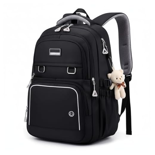 Mochila de Costas Fofa Estilosa Bolsa Elegante Academia Impermeável Escolar Viagem Trabalho Treino Fashion Mochilas Para Notebook Moderna Leve Passeio Feminina Masculina Unissex (Preto)