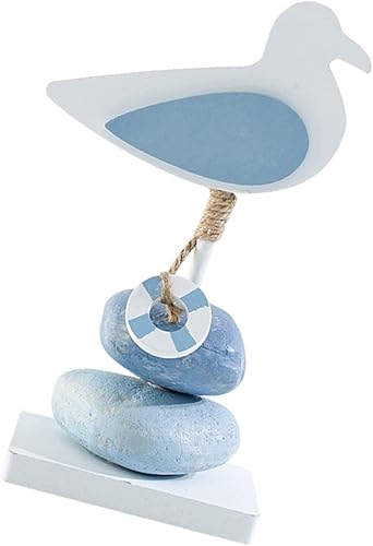 1 adorno de madera para pájaro, decoración artesanal para el hogar, estilo costero, adornos decorativos para pájaros (cielo)