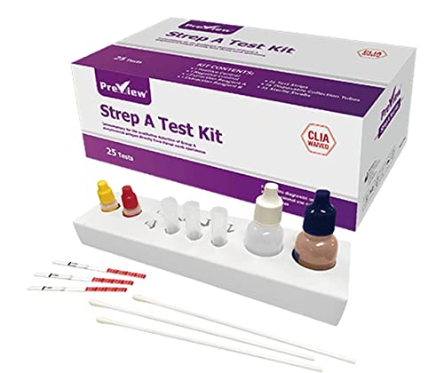 Preview Diagnostics Home Rapid Throat Test Kit - CLIA Waved - 25 Tests Per Kit
