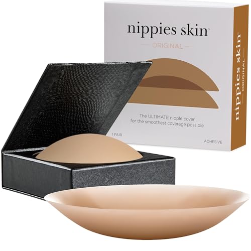 Nippies Nipple Covers for Women - Reusable Sticky Silicone Pasties with Travel Case - Original Circle or Lift Style Available