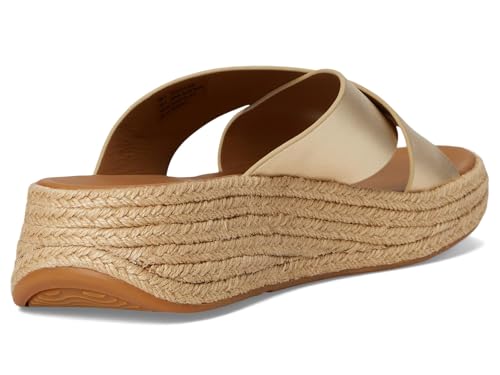 Image of FitFlop womens F-mode Espadrille Leather Flatform Cross Slides