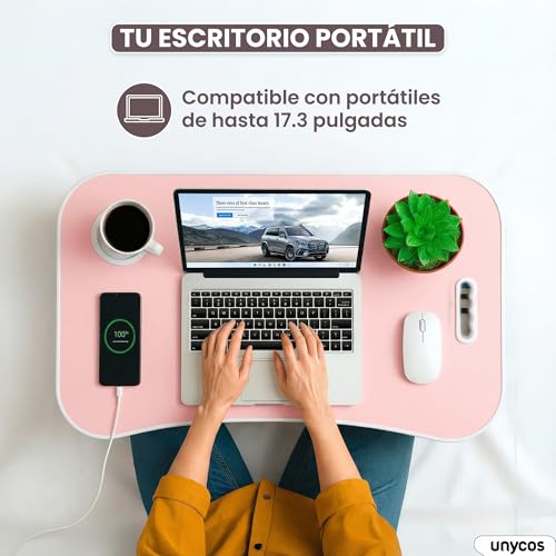 Miniatura 3 de Unycos - Mesa Plegable De Desayuno 60x40x26 Cm, Rosa, Con Cajón