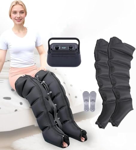 Masajeador De Piernas Presoterapia En Casa, Botas Presoterapia Piernas,Masajeador de Pierna Compresion de Aire,Presoterapiae Pierna Y Abdomen Profesional (Negro, 2 piernas)