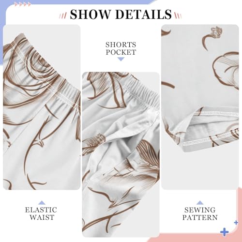 ZZXXB Rose Print Boys Long Pants Soft Trousers Elastic Waist Kids Lounge Bottoms with Pockets S-XL4