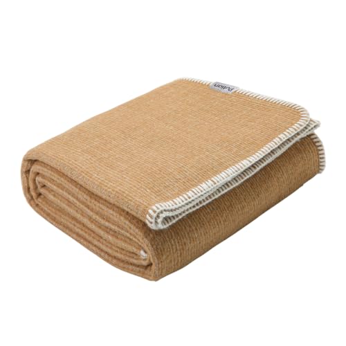 PuTian Merino Wool Blanket, Soft for Camping, 87" x 63", Chic Solid Camel