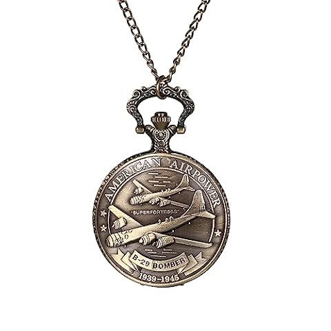 JewelryWe Brązowy zegarek kieszonkowy w stylu retro męski zegarek kwarcowy United States Marine Corps Veterans, US AIR FORCR, Stwórz