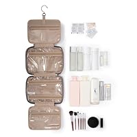 BAGSMART Kulturbeutel kulturtasche Damen, Kulturtasche zum Aufhängen, Toiletry Bag Kosmetiktasche Reise Waschtasche Transparent für Makeup,Toilettenartikel (M-Grau) – Ansicht 4
