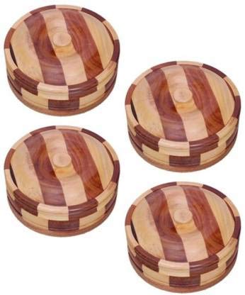 Delux wood carver dark chapati box/puri box/paratha box 1500 ml for storage for hot case for Kitchen or Dining Table for Serving to Guests (casserolle) with lid SET OF 4