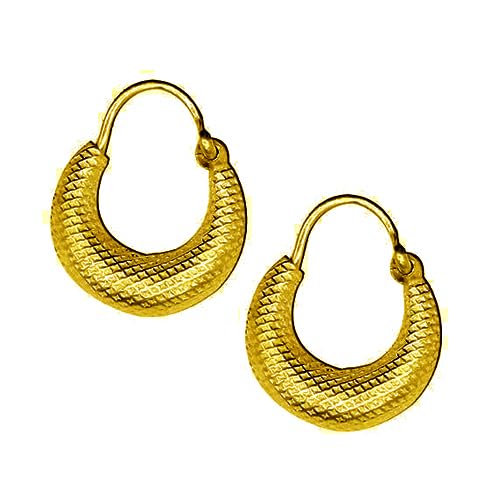 SIVYAA Kaju Designer Bali Hoop Earring | Pure 925 Silver Gold Finish | Grid Textured Piercing Ear Ring Set | Loop Huggie Tops | Salman Khan Bollywood | Gift Item 4 Women Men Boy Girl, Size 14 mm (B0D3FL8QQ4) Amazon Price History, Amazon Price Tracker