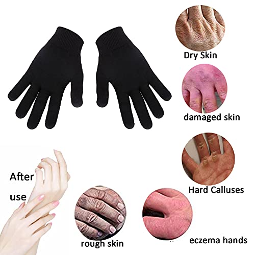 Exper Men's Large Moisturizing Gloves With Gel Lining - Dry Hands Treatment Hydrating Cracked Hand Healing Gloves - Repair Rough, Chapped Skin Overnight (Black) #TOP4