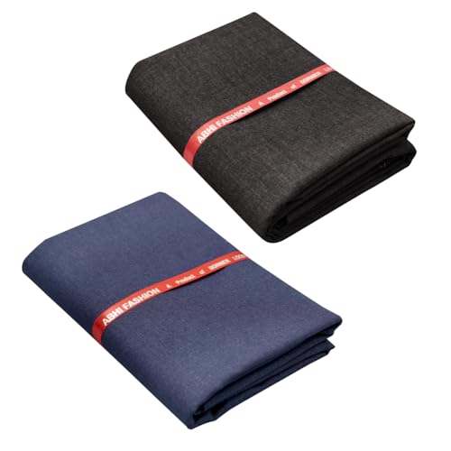 Image of Abhi Fashion Men's Cotton Feel Blend Formal Unstitched Combo Trouser Fabric For Men (Pack Of 2)