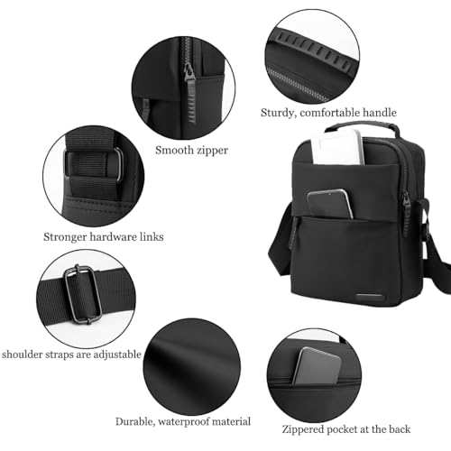 A-QMZL Umhängetasche Herren Schultertasche Herrentasche Klein Wasserdichte Crossbody Bag Brusttasche Handytasche für Tägliches Leben Reise (schwarz)