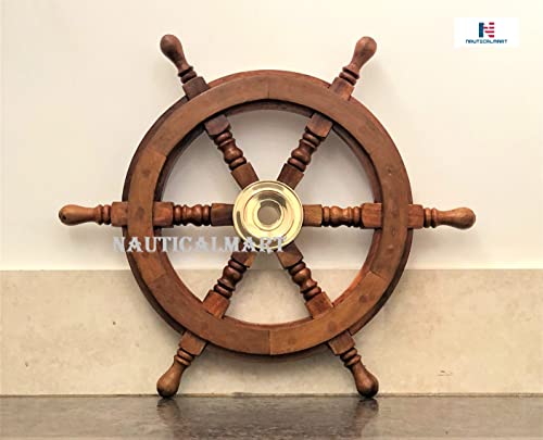 Nauticalmart Sailors Special Wooden Ship Wheel, 15" #TOP1