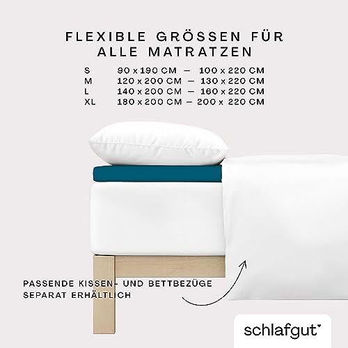 schlafgut Pure Topper Spannbettlaken 180x200 cm Bio-Baumwolle, Petrol Deep – Ansicht 4