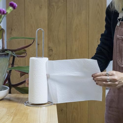 Kitchen Roll Stand Freestanding Chrome Finish - Paper Towel, Tissue Pole Holder, Stainless Steel, Kitchen Dispenser, Blue Roll, Counter Top Organiser, One Size - Image 7