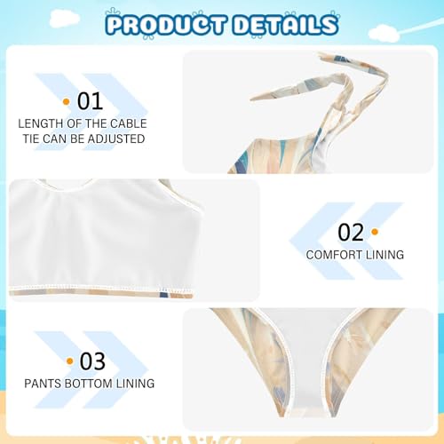 Rose Gold Elegant Texture Abstract Pattern Girl Two Pieces Kids Bikini Set Beach Bathing Suit Swimwear Adjustable4