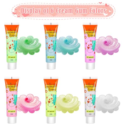 6 Farben Creme Kleber Set, Kristall & Weich für DIY Handyhüllen, Haarspangen, Schmuck Basteln und Dekoration.