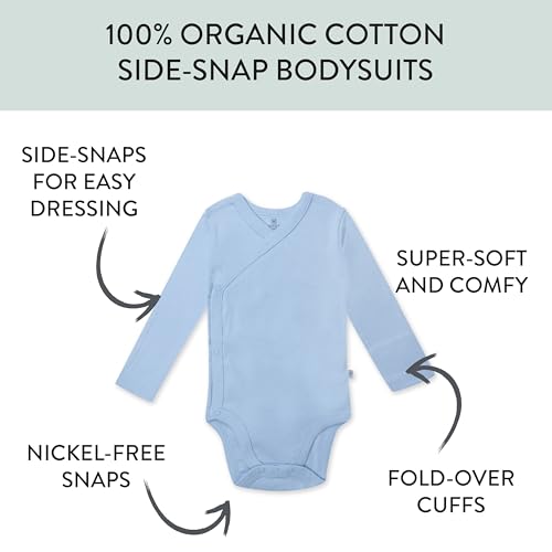 Image of HonestBaby Baby 3-Pack Organic Cotton Long Sleeve Side-snap Kimono Bodysuits