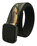 Thomas Bates Fish Pattern Metal Free Hiker Web Belts Made in USA (Brown Trout)