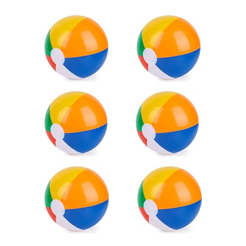 Regenbogen Strand Bälle,Aufblasbare Strandbälle,Wasserball Aufblasbar,Strandbälle für Sommer,Aufblasbare Schwimmbad Spielzeug für Sommer Wasser Spiele,Regenbogen Strandbälle für Pool Partys 6 Stück.